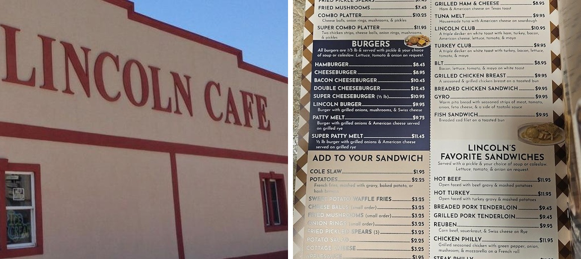 Lincoln Cafe Menu