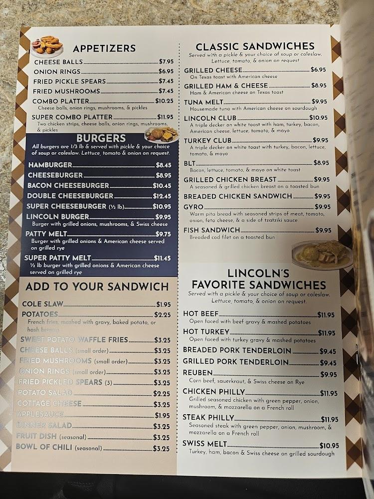 Lincoln Cafe Menu image 1